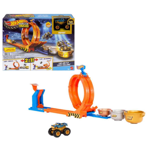 2in1 Hot Wheels Monster Trucks Döngü ve Takla Bigfoot Pist Seti JBX64