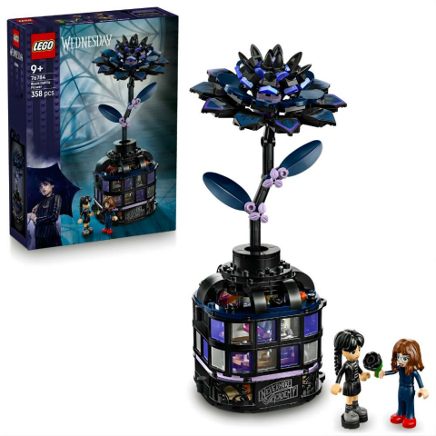LEGO® Wednesday Siyah Yıldız Çiçeği Cadılar Bayramı Hediyesi, Dekoratif Çiçek Modeli 76784