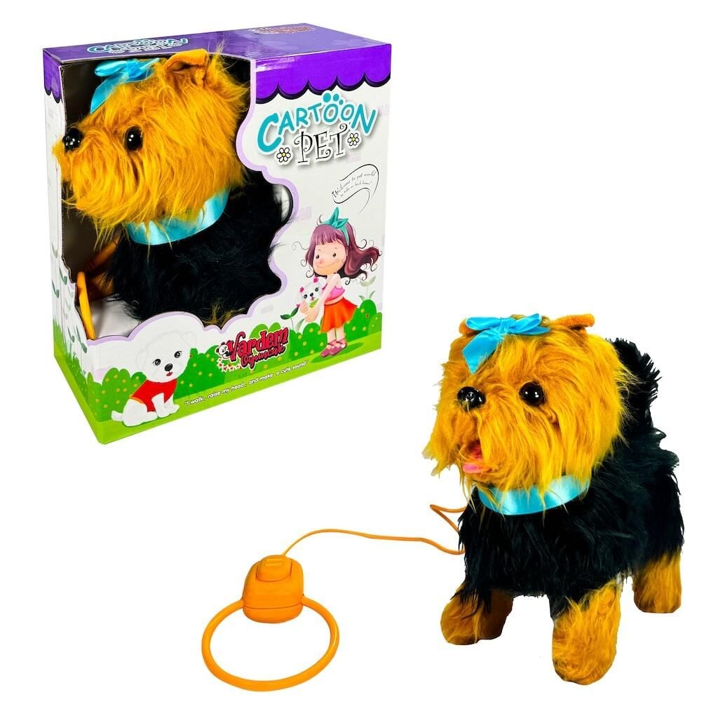 Peluş Tasmalı Yürüyen Mavi Fiyonklu Köpek