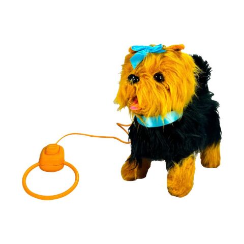 Peluş Tasmalı Yürüyen Mavi Fiyonklu Köpek
