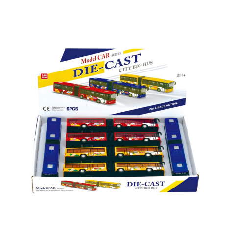 Die-Cast City Big Bus Sür Gitsin Körüklü Otobüs (3 Asorti)
