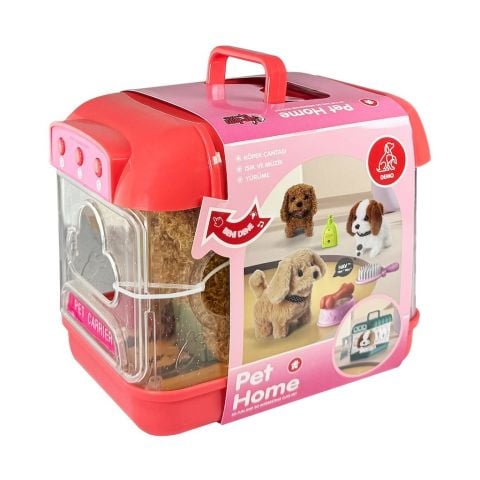 Hareketli Köpek ve Işıklı Sesli Şeffaf Kafes Seti