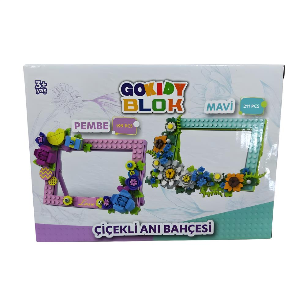 Gokidy Blok Çiçek Anı Bahçesi Pembe Mavi