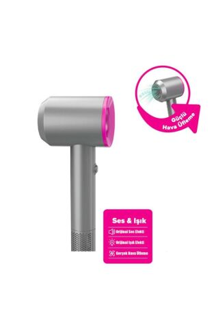 Hair Dryer Lüks Saç Bakım Seti 2in1 Sesli Işıklı 3+ Çocuklar İçin Saç Tasarımı