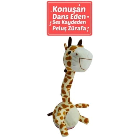 40 Cm Dans Eden ve Ses Tekrar Eden Zürafa Peluş Oyuncak
