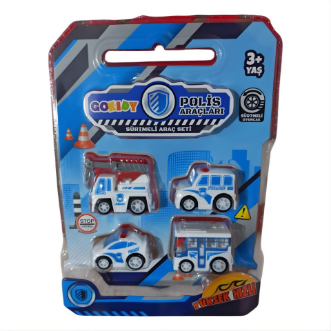 Gokidy Sürtmeli Mini Araçlar 4'lü Set Araba