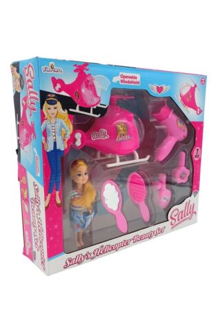 Helikopterli Sally Oyuncak Bebek Seti