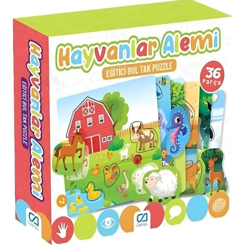 36 Parça Hayvanlar Alemi Bul Tak Puzzle