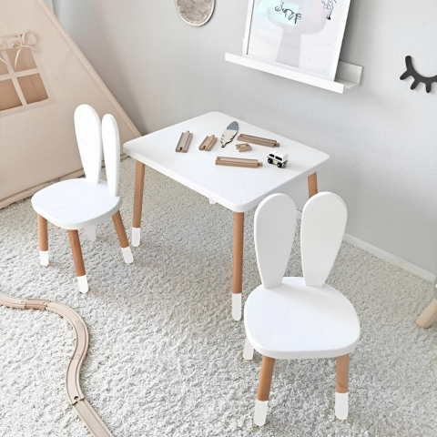 Bee Smart MS-12-P Beyaz Masa Sandalye Seti Paçalı (2 Sandalyeli)