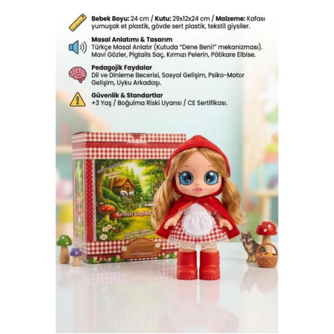 Elissa Masal Anlatan Kırmızı Başlıklı Kız Bebek - 24 cm Sesli Et Bebek