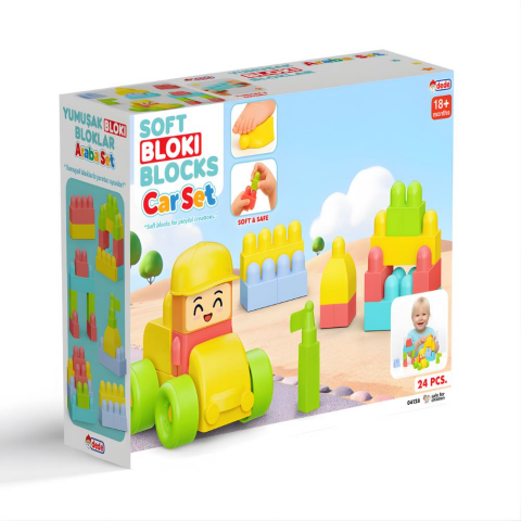 Yumuşak Bloki Blokları Araba Set 24 Parça