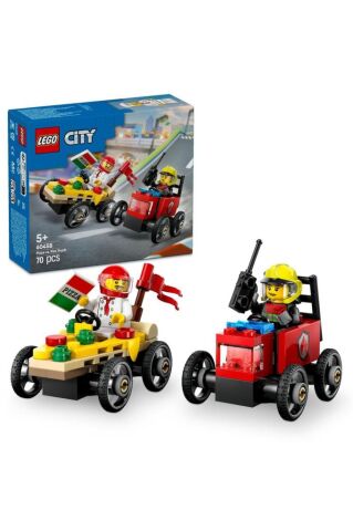 LEGO ®City Pizza Arabası İtfaiye Kamyonuna Karşı Yarış Arabası Paketi 60458- 5 Yaş ve Üzeri Seti(70P)