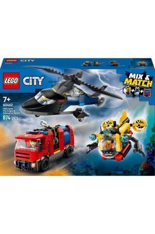 LEGO ®City Helikopter, İtfaiye Kamyonu ve Denizaltı Karışımı 60462 - 7 Yaş ve Üzeri Yapım Seti (874P)
