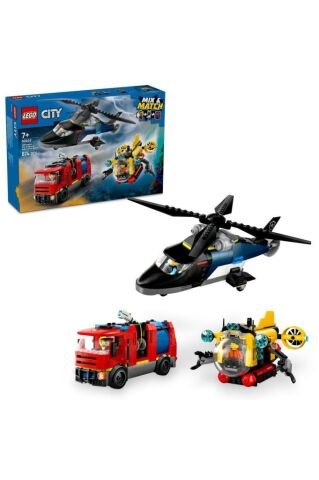 LEGO ®City Helikopter, İtfaiye Kamyonu ve Denizaltı Karışımı 60462 - 7 Yaş ve Üzeri Yapım Seti (874P)