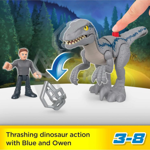 Fisher Price Imaginext Jurassic World Dominion Owen & Blue Velociraptor