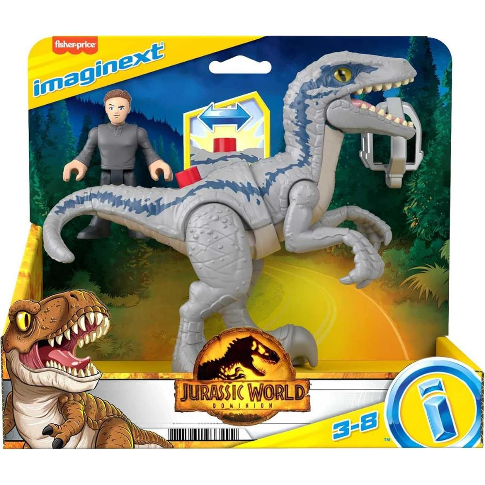 Fisher Price Imaginext Jurassic World Dominion Owen & Blue Velociraptor