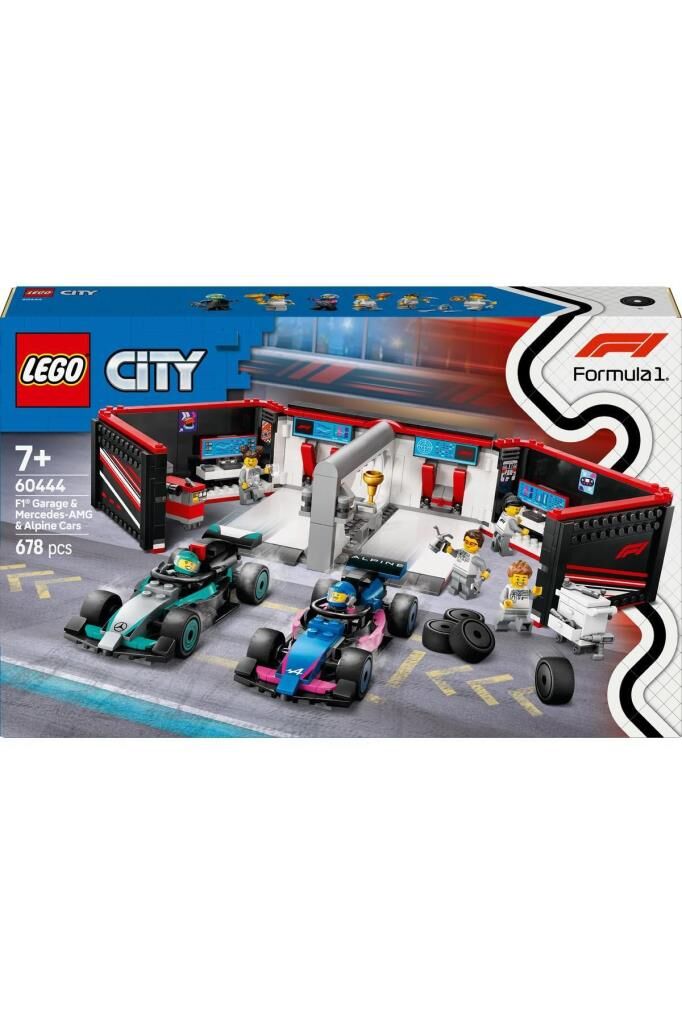 F1® Garajı ve Mercedes-AMG ve Alpine Arabaları 60444 - 7 Yaş ve Üzeri Yapım Seti (678 P)