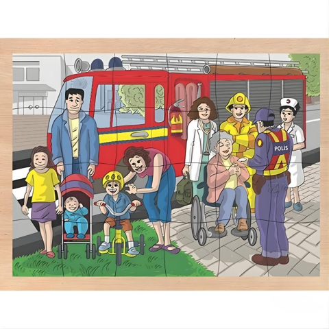 24 Parça Ahşap Puzzle-Alışveriş