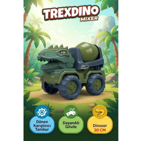 TrexDino Mixer Kamyon 3+ Yaş Oyuncak Dinazor Kamyon