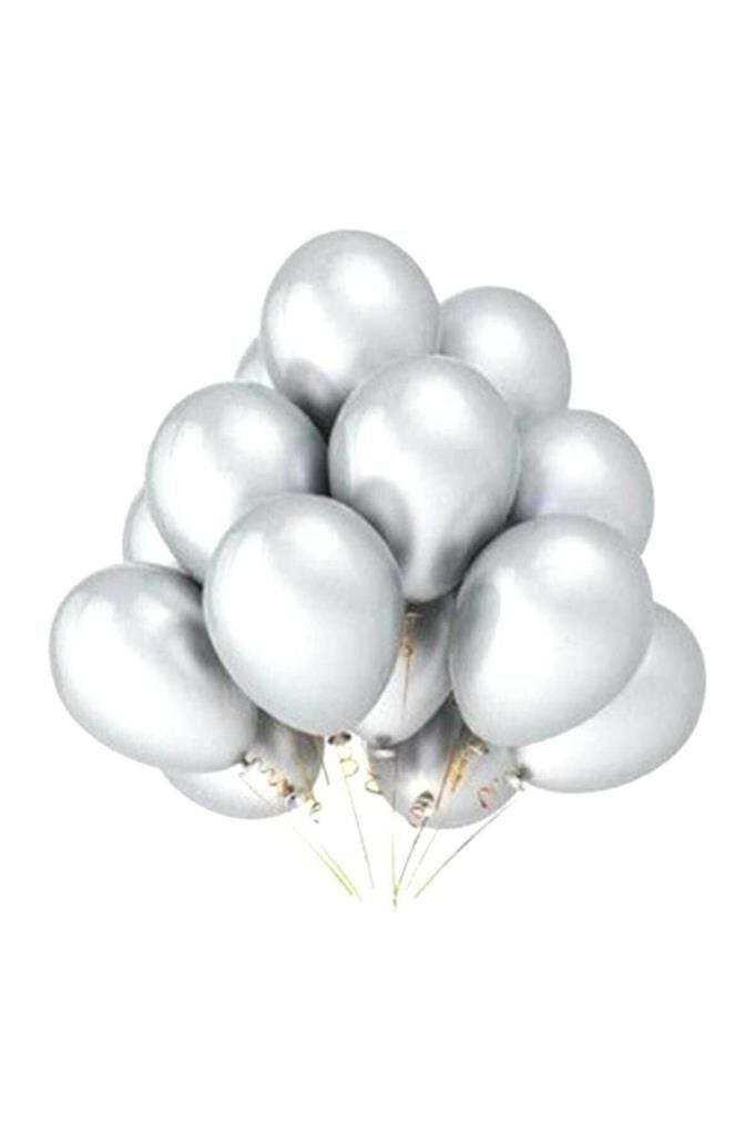 Metalik Gümüş Renk 100 Adet 12 Inch Balon