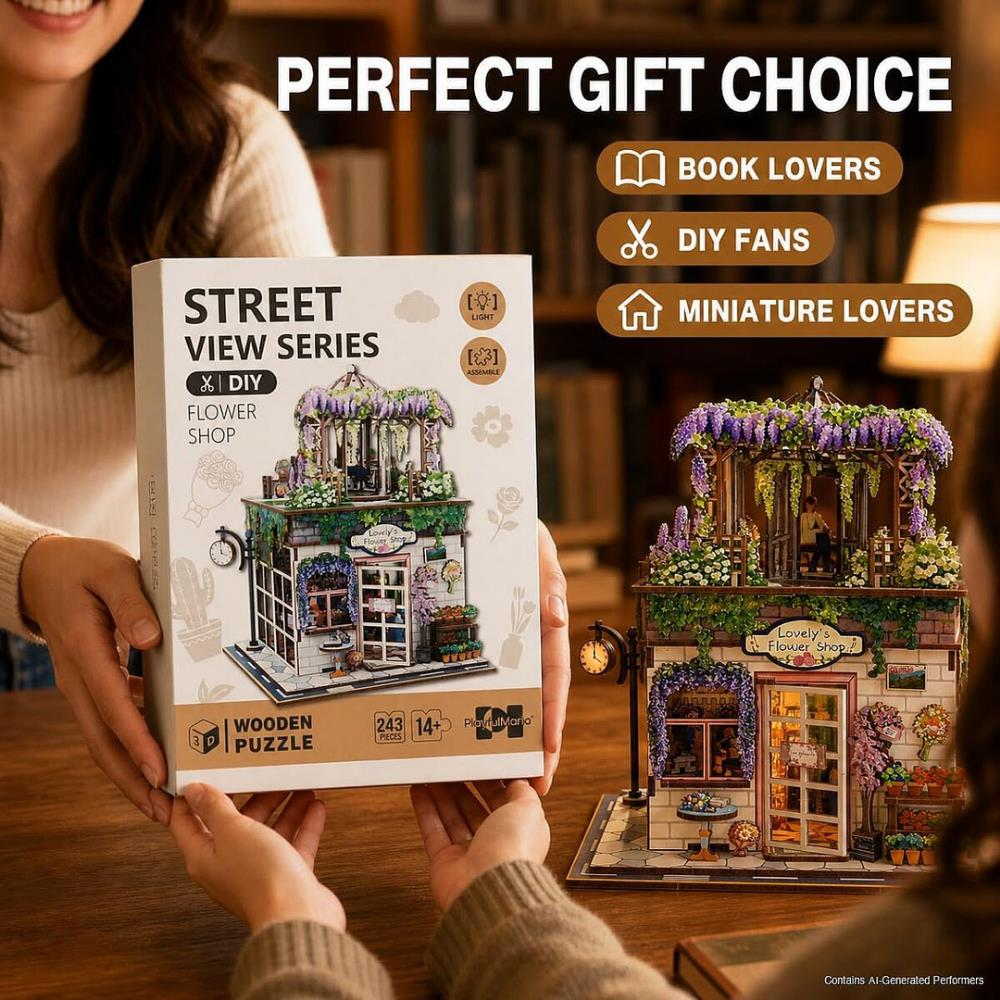 3D Wooden Puzzle Book Street View 68075