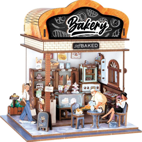 3D Wooden Puzzle Book Street View Bakery 68073