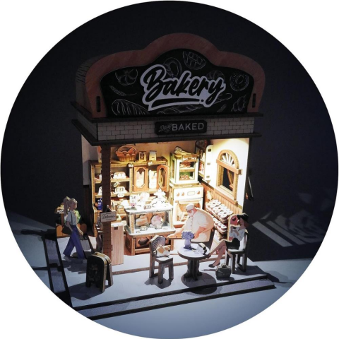 3D Wooden Puzzle Book Street View Bakery 68073