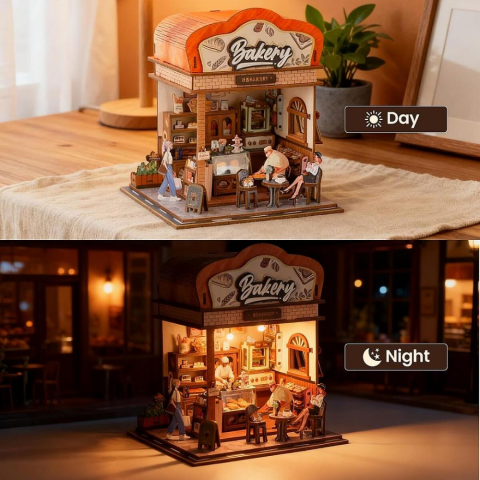 3D Wooden Puzzle Book Street View Bakery 68073