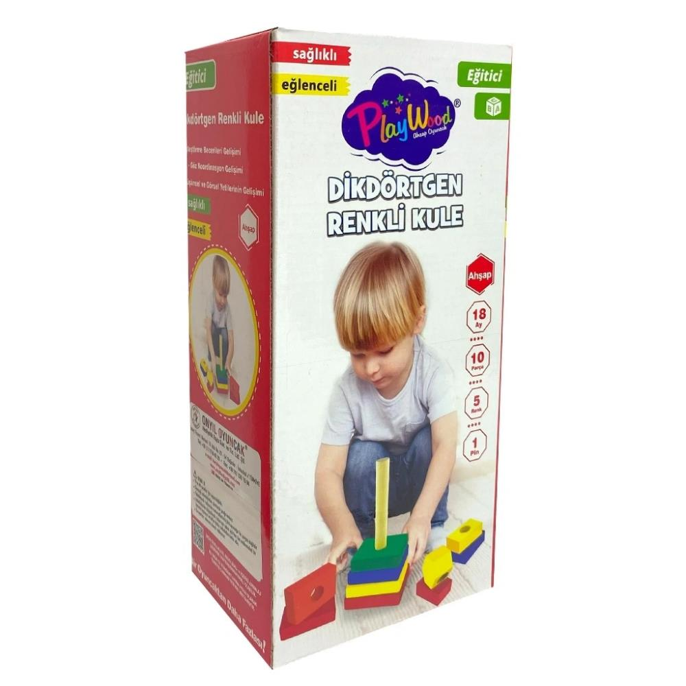 Ahşap Dikdörtgen Renkli Kule