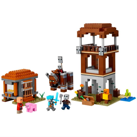 LEGO Minecraft Yağmacı Karakolu ve Çapulcu 21278 - 9 Yaş ve Üzeri Çocuklar için Video Oyunu Temalı Yaratıcı Oyuncak Yapım Seti (665 Parça)
