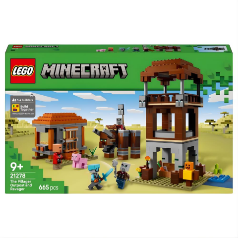 LEGO Minecraft Yağmacı Karakolu ve Çapulcu 21278 - 9 Yaş ve Üzeri Çocuklar için Video Oyunu Temalı Yaratıcı Oyuncak Yapım Seti (665 Parça)