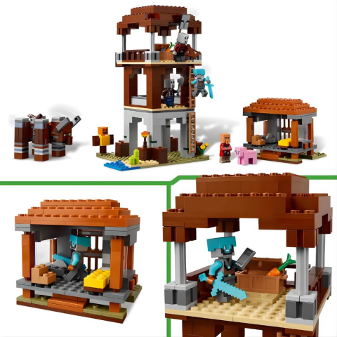 LEGO Minecraft Yağmacı Karakolu ve Çapulcu 21278 - 9 Yaş ve Üzeri Çocuklar için Video Oyunu Temalı Yaratıcı Oyuncak Yapım Seti (665 Parça)