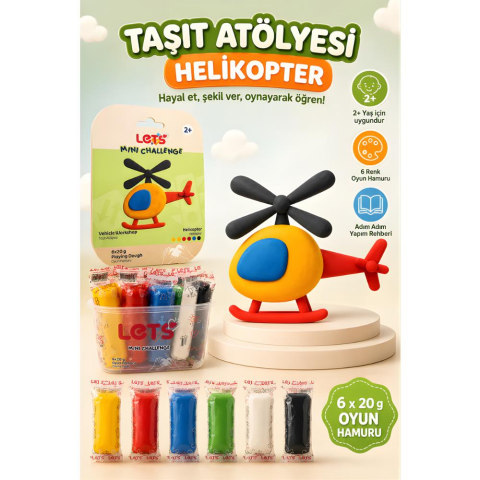LETS Oyun Hamuru Taşıt Atölyesi Helikopter 6 renk 120g YENİ