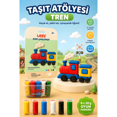 LETS Oyun Hamuru Taşıt Atölyesi Tren 6 renk 120g YENİ
