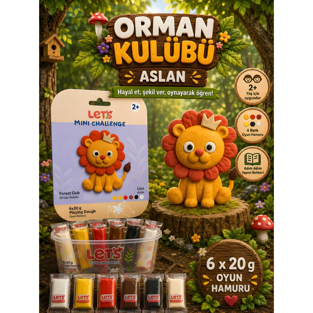 LETS Oyun Hamuru Orman Kulübü Aslan 6 renk 120g YENİ