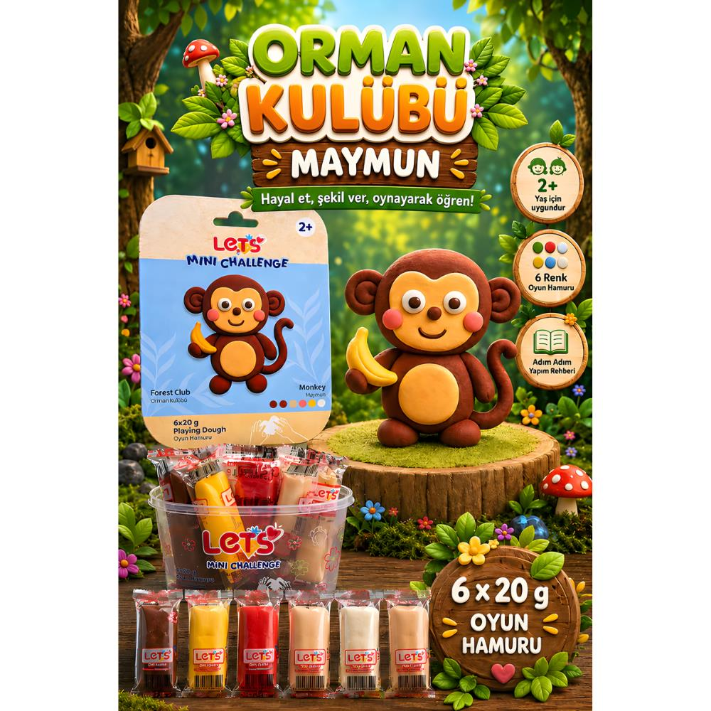 LETS Oyun Hamuru Orman Kulübü Maymun 6 renk 120g YENİ