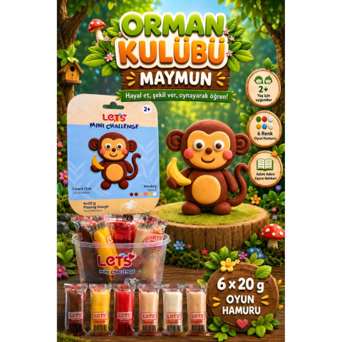 LETS Oyun Hamuru Orman Kulübü Maymun 6 renk 120g YENİ