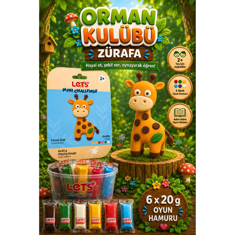 LETS Oyun Hamuru Orman Kulübü Zürafa 6 renk 120g YENİ