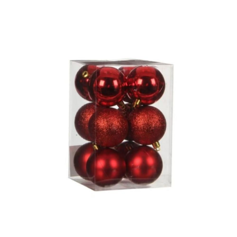 Yılbaşı Topu 6cm 12'li Kırmızı