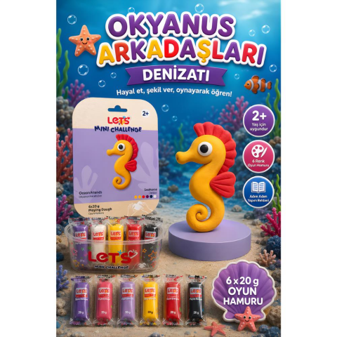 LETS Oyun Hamuru Okyanus Arkadaşları Denizatı 6 renk 120g YENİ