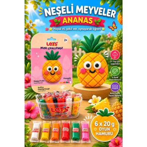 LETS Oyun Hamuru Neşeli Meyveler Ananas 6 renk 120g YENİ