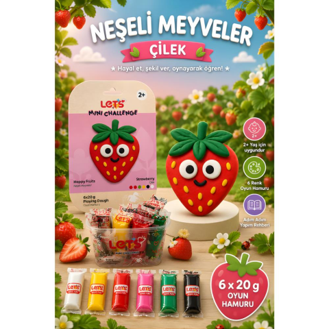 LETS Oyun Hamuru Neşeli Meyveler Çilek 6 renk 120g YENİ