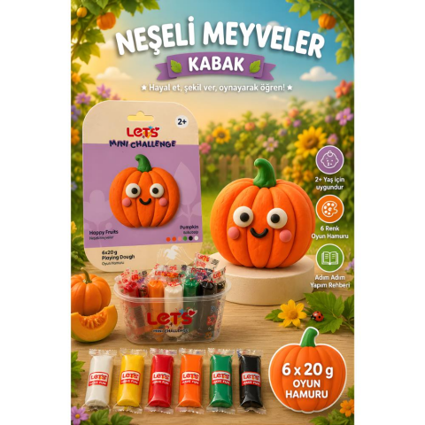 LETS Oyun Hamuru Neşeli Meyveler Balkabağı 6 renk 120g YENİ