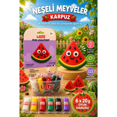 LETS Oyun Hamuru Neşeli Meyveler Karpuz 6 renk 120g YENİ