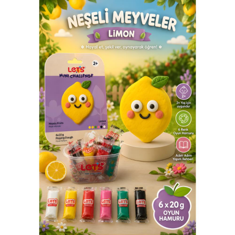 LETS Oyun Hamuru Neşeli Meyveler Limon 6 renk 120g YENİ