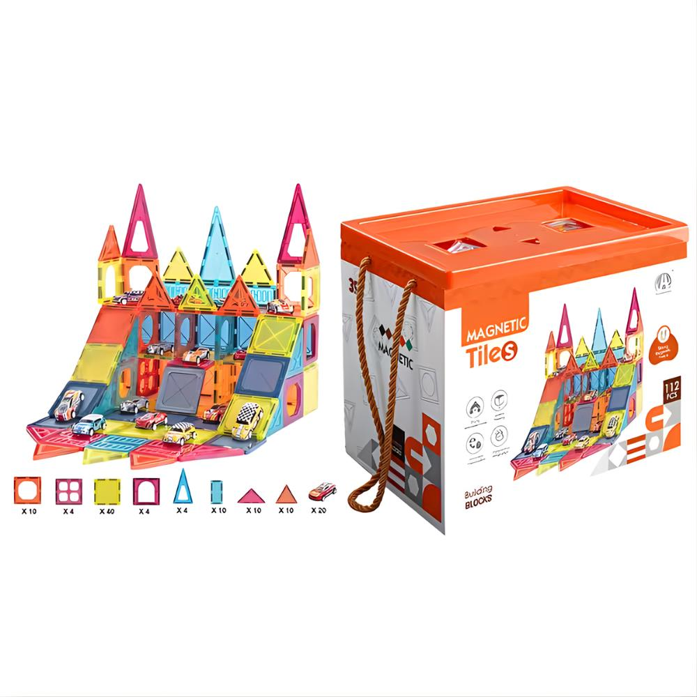 Magnetic Tiles Otopark Manyetik Yapı Blokları 112 Parça