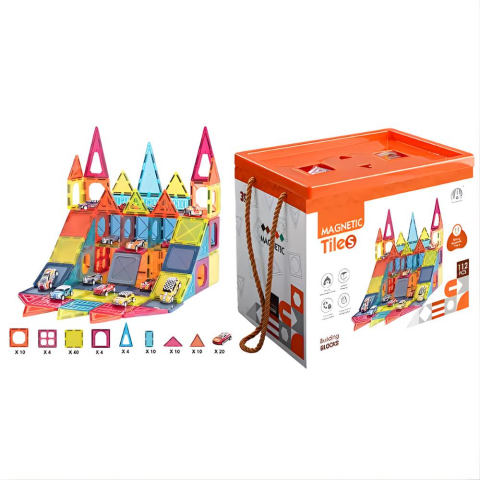 Magnetic Tiles Otopark Manyetik Yapı Blokları 112 Parça