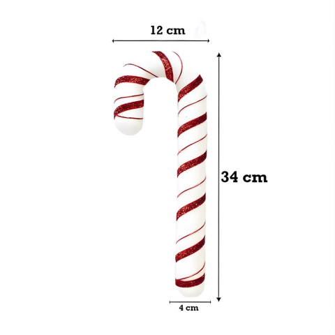 Yılbaşı Ağaç Süsü Baston Şeker Figürlü Dekoratif Süs 34 cm