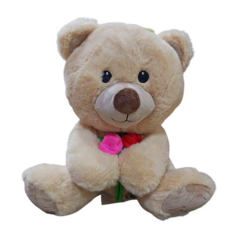 Peluş 45 Cm Gül Tutan Oturan Ayı