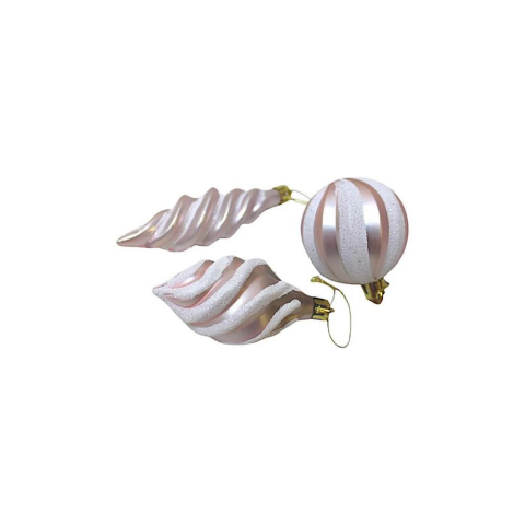 Yılbaşı Ağaç Süsleri Burgulu Karışık Paket Asılabilir Dekoratif Süs Soft Pembe 6 cm 3'lü